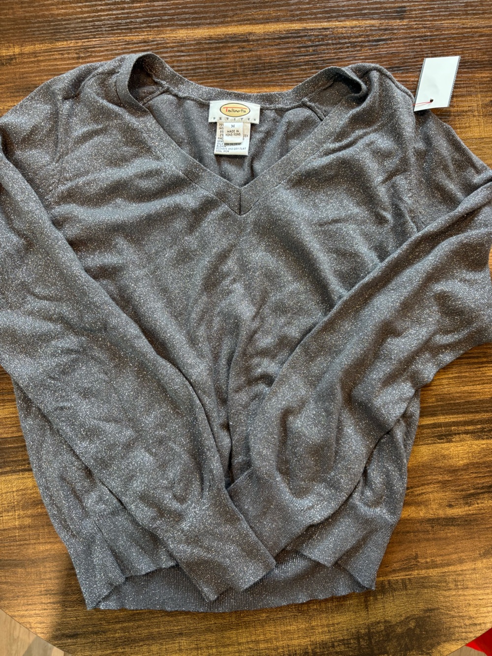Talbots Metallic Gray V-Neck Women's Sweater